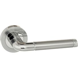Eco Ocean Satin Chrome/Polished Chrome Door Handle on Round Rose (Pair)