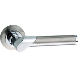 Mediterranean Tunis Satin Nickel/Polished Chrome Lever Door Handle (Pair)