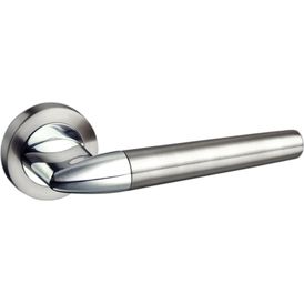 Mediterranean Toulon Satin Nickel/Polished Chrome Lever Door Handle (Pair)