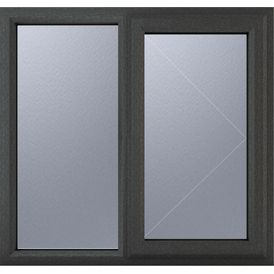Crystal Right Hand Side Hung With Fixed Light uPVC Casement Double Glazed Window - Grey alternative
