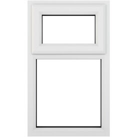 Crystal Top Hung Opening Over Fixed Light uPVC Double Glazed Window - White