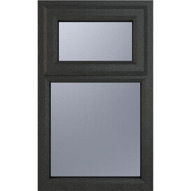Crystal Top Hung Opening Over Fixed Light uPVC Double Glazed Window - Grey
