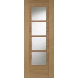 Mendes Pre-Finished Oak ISEO Deluxe Quarter Cut Central 4 Light Glazed Door
