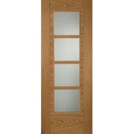Mendes Pre-Finished Oak ISEO Crown Cut 4 Light Glazed Door