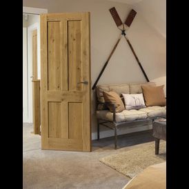 JB Kind Pre-Finished Rustic Oak 4 Panel Door alternative