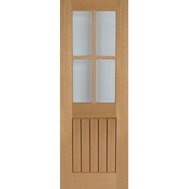 Mendes Unfinished Oak Mexicano 4 Light Glazed Door