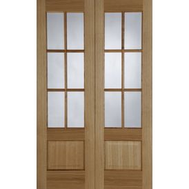 Mendes Hampstead Pre-Finished Oak Clear Glazed Rebated Internal Door Pair
