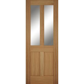 Mendes Unfinished Oak Bristol 2 Panel 2 Light Clear Glazed Door