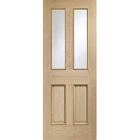 XL Joinery Malton Unfinished Oak 2 Light Glazed Internal Door With Raised Mouldings