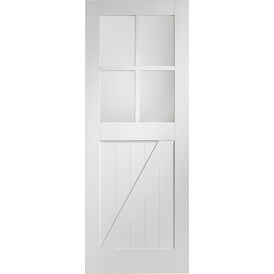 XL Joinery Clear Glazed White Primed Cottage-Style Internal Door