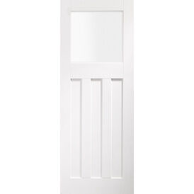 XL Joinery Internal White Primed DX 3 Panel 1 Light Obscure Glass Internal Door with White Finish 1981 x 762 x 35mm  (78" x 30")