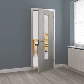 JB Kind Tigris Lava 1 Light Glazed Grey Laminate Internal Door alternative