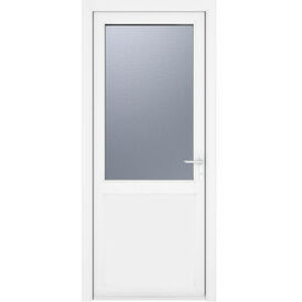 Crystal White uPVC 2 Panel Obscure Triple Glazed Single External Door (Left Hand Open)