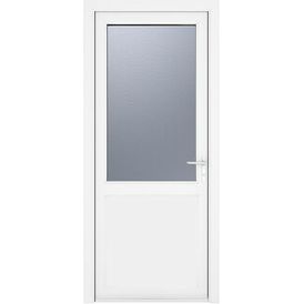 Crystal White uPVC 2 Panel Obscure Triple Glazed Single External Door (Left Hand Open)