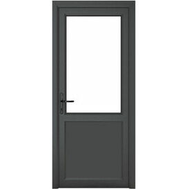 Crystal Grey uPVC 2 Panel Clear Triple Glazed Single External Door (Right Hand Open)