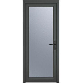 Crystal Grey uPVC Full Glass Obscure Triple Glazed Single External Door (Left Hand Open)
