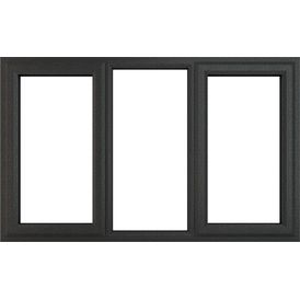 Crystal Left/Right Side Hung Fixed Centre uPVC Clear Triple Glazed Window - Grey