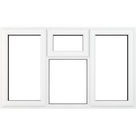 Crystal Left/Right Side Hung Top Opener Over Fixed Centre Light uPVC Clear Triple Glazed Casement Window - White