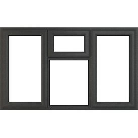 Crystal Left/Right Side Hung Top Opener Over Fixed Centre Light uPVC Clear Triple Glazed Casement Window - Grey