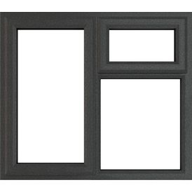 Crystal Left Hand Side Hung Top Opener Over Fixed Light uPVC Clear Triple Glazed Window - Grey