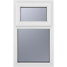 Crystal Top Hung Opening Over Fixed Light uPVC Triple Glazed Window - White