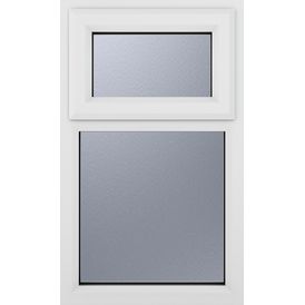 Crystal Top Hung Opening Over Fixed Light uPVC Triple Glazed Window - White