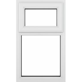 Crystal Top Hung Opening Over Fixed Light uPVC Triple Glazed Window - White alternative