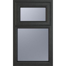 Crystal Top Hung Opening Over Fixed Light uPVC Triple Glazed Window - Grey