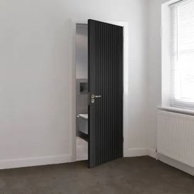 JB Kind Aria Black Pre-Finished Grooved Laminate FD30 Fire Door alternative
