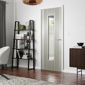 JB Kind Aria Grooved Grey Pre-Finished 1 Light Glazed Internal Door alternative