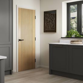JB Kind Aria Pre-Finished Oak Grooved Laminate Internal Door alternative