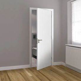 JB Kind Aria White Primed Grooved Laminate Internal Door alternative