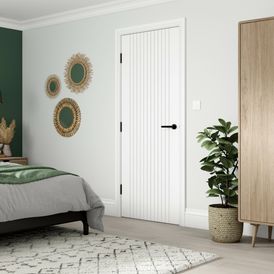 JB Kind Aria White Primed Grooved Laminate FD30 Fire Door alternative