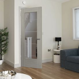 JB Kind Tigris Pre-Finished Light Grey Glazed Internal Door alternative