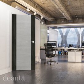 Deanta Contrast Light/Dark Grey Ash Veneer Flush FD30 Fire Door alternative