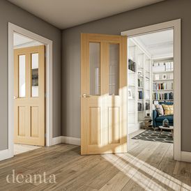 Deanta Bury Pre-Finished Oak Bevelled Glazed Door alternative