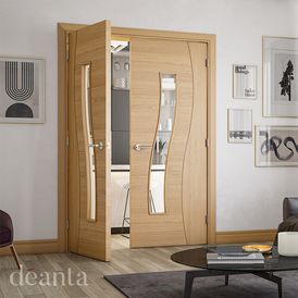 Deanta Cadiz Pre-Finished Oak Glazed Internal Door alternative