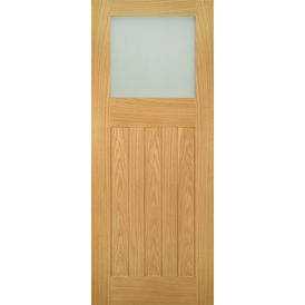Deanta Cambridge Unfinished Oak Obscure Glazed Internal Door