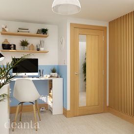 Deanta Ely Pre-Finished Oak 1 Side Light Glazed Internal Door alternative