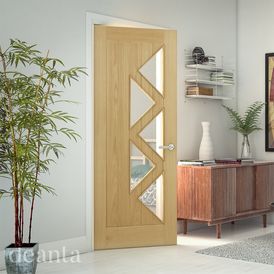 Deanta Ely Pre-Finished Oak 5 Light Glazed Contemporary Internal Door alternative