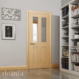 Deanta Eton Unfinished Oak Glazed Internal Door alternative