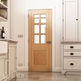 Deanta Kensington Diamond Panel Pre-Finished Oak 6 Light Glazed Internal Door