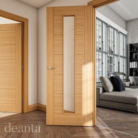 Deanta Seville Pre-Finished Oak 1 Light Vertical Glazed Internal Door alternative