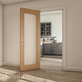 Deanta Walden Unfinished Oak Frosted Glazed Internal Door alternative