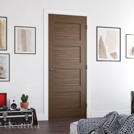 Deanta Coventry Modern 4 Panel Pre-Finished Walnut Internal Door alternative
