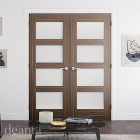 Deanta Coventry Pre-Finished Walnut Frosted Glazed Internal Door alternative