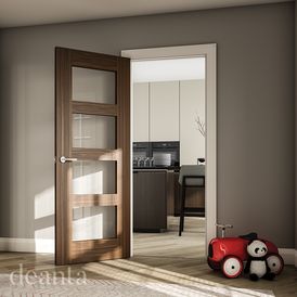 Deanta Coventry Pre-Finished Walnut Clear Glazed Internal Door alternative