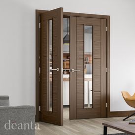 Deanta Seville Pre-Finished Black Walnut 1 Light Glazed Internal Door alternative