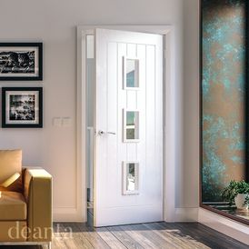 Deanta Ely White Primed 3 Light Glazed Internal Door alternative