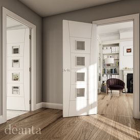 Deanta Pamplona White Primed Glazed FD30 Fire Door alternative